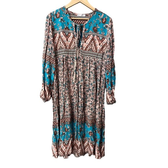 R. Vivimos Dresses & Skirts - R Vivimos Midi Dress Turquoise Brown size 12/14